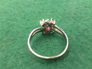 Pink Stone Lady's Stone Ring 10K White Gold 1.99g Size:5.5